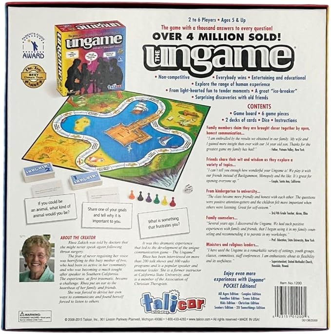 The Ungame - Non-competitive Communication Game – Encourages Emotional Connection Communication and Listening – For Families Couples and Groups – Great for Therapists Teachers and Counselors