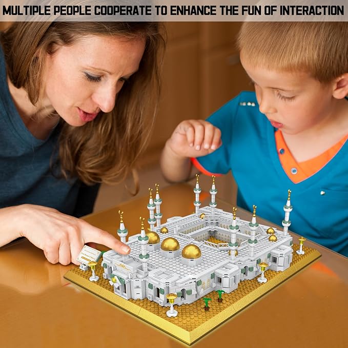 Mecca Mosque Building Model Mini Block Set (1255 Pieces) Muslims Islamic Gift Famous Building Toy Children and Adult Eid al Fitr Gift