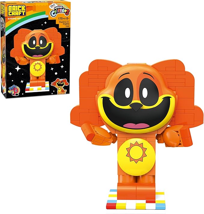 Brickcraft Poppy Playtime Dogday Smiling Critters Building Set 170 Piece Posable Orange Dog Figure with Sun Medallion Collectible Indie Horror Game Building Toys Gift for Boys &amp Girls Ages 8 and