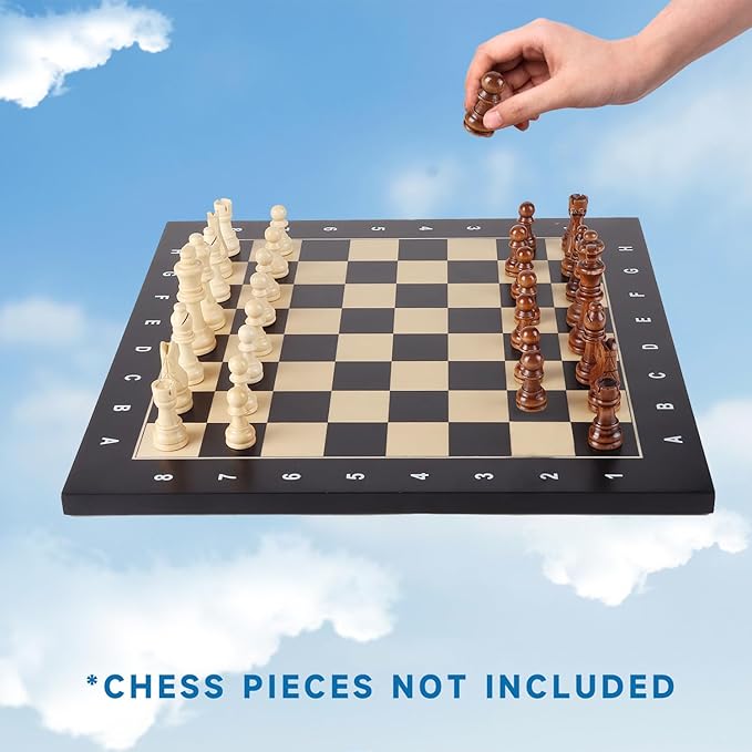 GSE Games &amp Sports Expert Professional Tournament Chess Board Only Beech &amp Maple Inlaid Chessboard Portable Chess Board for Beginners Kids Adults (Medium: 15.75 / Square: 1.57 Black)