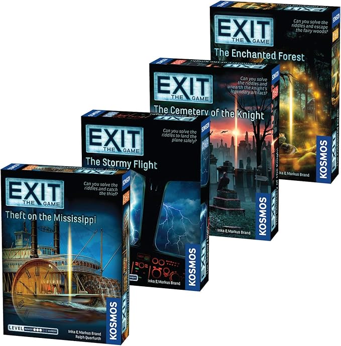 EXIT: The Game 4-Pack Escape Room Bundle | Season 4 | Theft on the Mississippi | Stormy Flight | Cemetery of the Knight | Enchanted Forest | Family-Friendly Cooperative Game | 1 to 4 Players