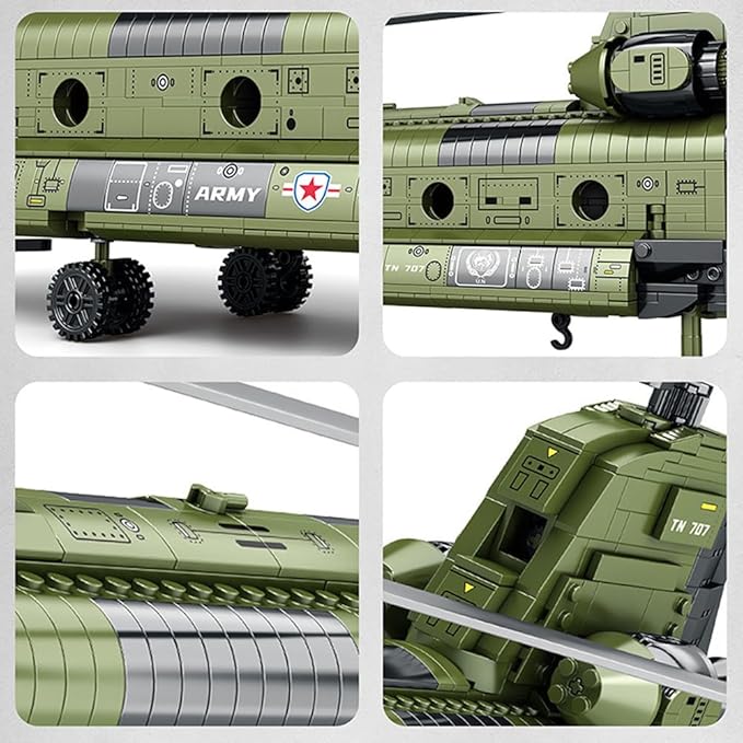 CH-47 Chinook Helicopter Model Toy Building Block Military Transport Airplane Toy Kit for Teenagers and Adults(1451 Pieces)