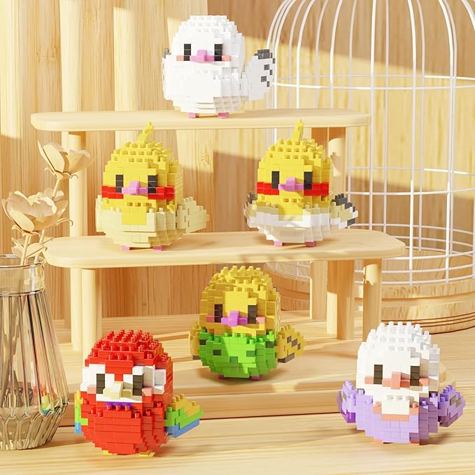Cute Parrot Micro mini Blocks Building Blocks Sets12 PC Small Bird Series Mini Bricks Animal ToysUnique Animals Model Present for 14+ Kids or Adults