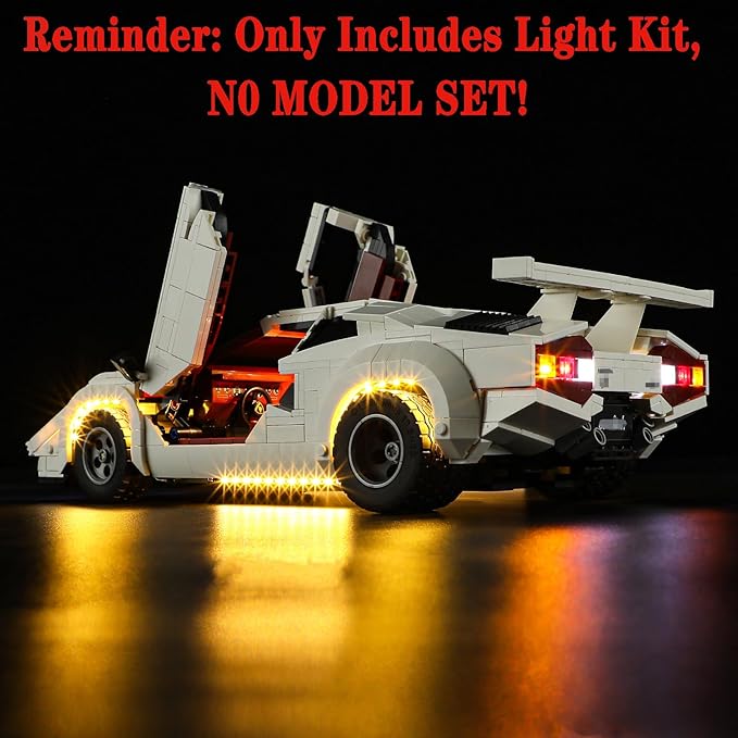 LED Light Set Compatible with Lego 10337 Lamborghini Countach 5000 Quattrovalvole Icons Building Blocks Model - Model Set NOT Included