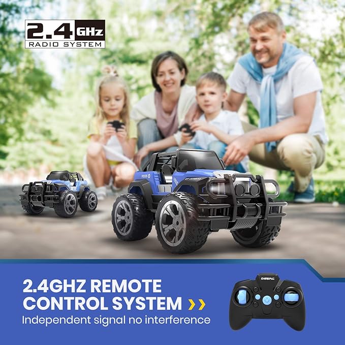 DEERC DE42 Remote Control Car RC Racing Cars1:18 Scale 80 Min Play 2.4Ghz LED Light Auto Mode Off Road RC Trucks with Storage CaseAll Terrain SUV Cars Toys Gifts for Boys Kids Girls TeensBlue