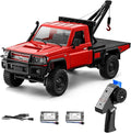 MN-82T RC Rock Crawler 1:12 Scale 4WD Upgraded RC Truck with Crane Hook 2.4Ghz Off Road Toy Pickup Truck with Lights All Terrain Wrecker Vehicle for Teen Adults (Red)