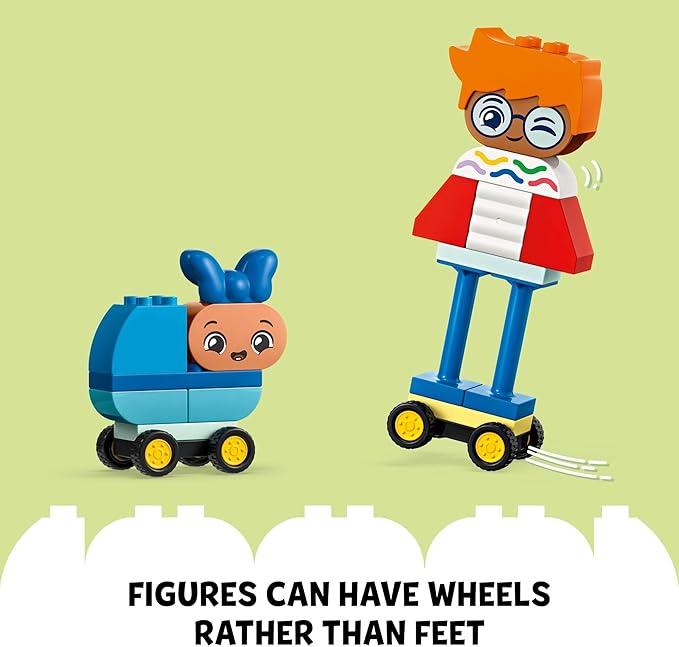 LEGO DUPLO Town Buildable People with Big Emotions Interactive Toy for Ages 3 and Up 5 Characters with 10 Role-Play Faces 71 Colorful Bricks for Mix-and-Match Customizable Fun 10423