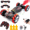 Gesture Sensing RC Stunt Car 2.4 GHz 4WD Remote Control Car 360° Rotate Transform Off-Road Drift RC Cars with Cool Lights Music Ideal Presents for Boys Girls for Birthday (Red)