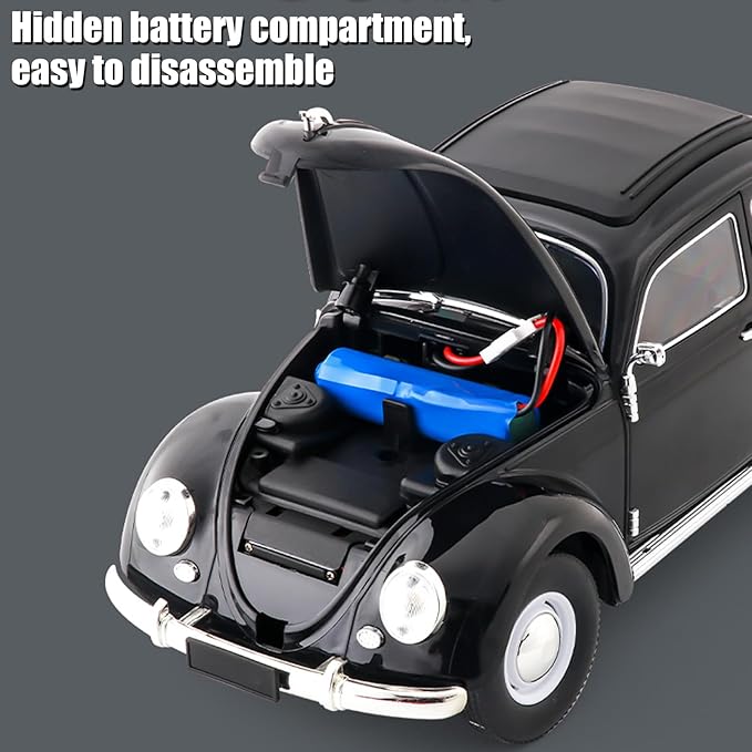 Remote Control Car 1:16 Scale Classic Beetle Model Toys Car for Adults 2.4GHz 4CH RC Car Rear Wheel Drive with LED Ligjhts and 2 Rechargeable Batteries