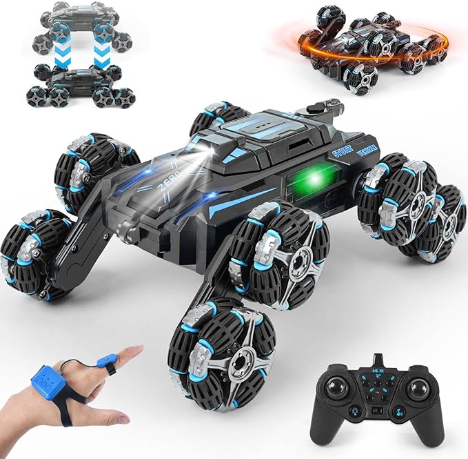 GIAT 8 Wheels Gesture Sensing RC Stunt Car Toy - Birthday Gifts Ideas for Boys Ages 5-7 6-12 8 9 10 11 Years Old Remote Control Off-Road Vehicle with 360-Degree Flips Lights &amp Music