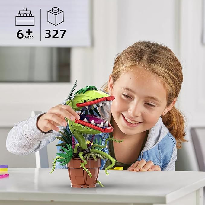 Audrey II Piranha Flower Building Blocks Set Cannibal Plants Building Set Openable Mouth Gift Toy Bonsai Plants Christmas Halloween Horror Decor Gifts for Adults