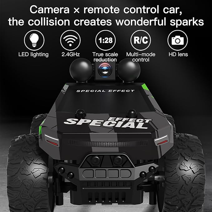 RC Cars FPV Camera RC Car with LED Lights - High Speed Remote Control Racing Truck for Adults &amp Kids 1:28 Scale Hobby Grade Off-Road Buggy Gift Set HD Live Video &amp Night Driving