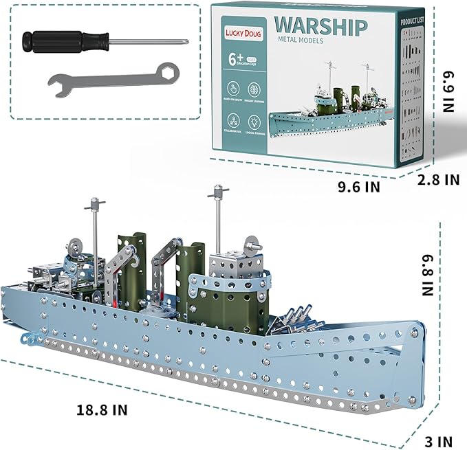Lucky Doug Stem Building Projects Model Cruiser Ocean Ship Set 504 Pieces Stem Project Building Toys for Kids Ages 8-12 Assembly Science Kit Toys Gifts for Boys Kids Girls 8 9 10 11 12-16 Years Old