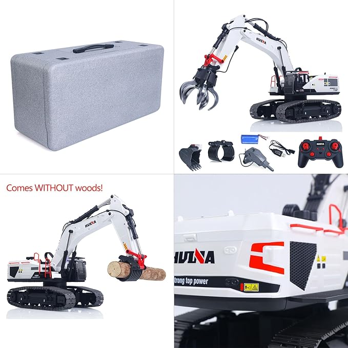 TOUCAN RC HOBBY US in Stock 1/14 HUINA RC Excavator Model 1594 Radio Light Sound Grab Grapple Hammer Battery Adult 14+