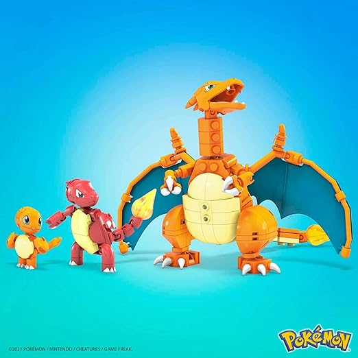 MEGA Pokémon Action Figure Building Toys for Kids Charmander Evolution Set with 313 Pieces 3 Poseable Characters Charmeleon and Charizard