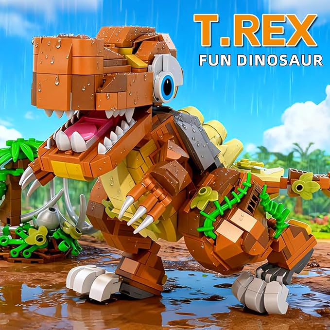 MENTOJOY Poseable Baby T.rex Building Set – 630 Pieces STEM Dinosaur Toy Suitable for Children Age 6 and Above | Jurassic Educational Gift