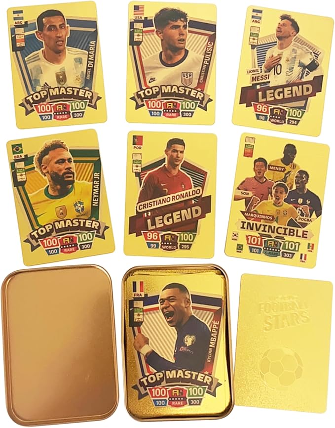 World Cup Soccer Star Card Gold Trading Card Sports Souvenirs 55Pcs Gold Foil Cards for Kids Adults for Football Enthusiasts