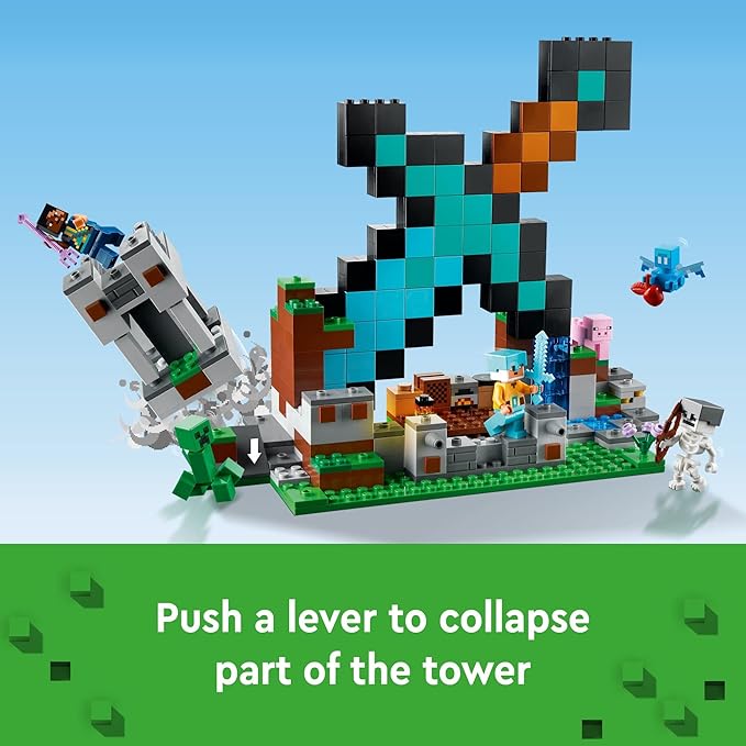 LEGO Minecraft The Sword Outpost 21244 Building Toys - Featuring Creeper Warrior Pig and Skeleton Figures Game Inspired Toy for Fun Adventures and Play Gift for Kids Boys and Girls Ages 8+