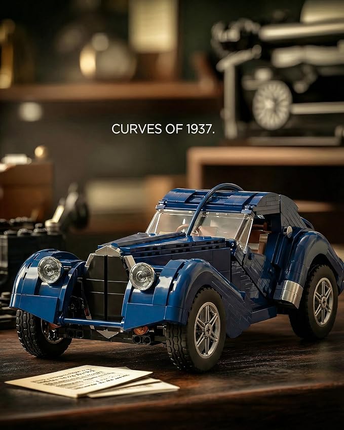 Nifeliz Atlantic Sports Car Building Set for Adults 1:14 Scale Vintage Grand Tourer Model Set Collectible Classic Vehicle Building Model Gift for Car Lovers (1127 PCS NF10320)