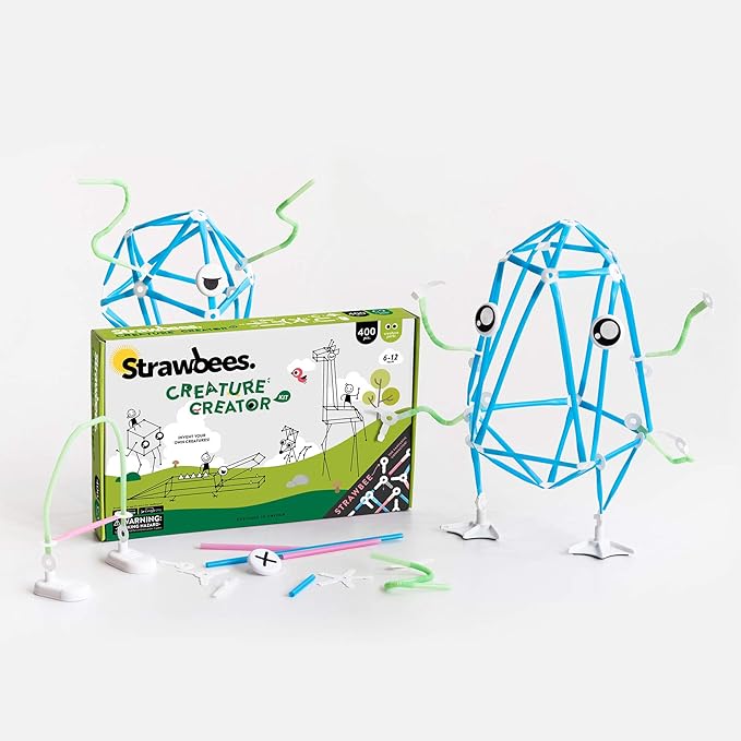 Strawbees Creature Creator Kit - Educational Connecting Toys for Makers &amp Families Building Toy Toolbox with Straws and Connectors for Creative STEM Exploration in Schools &amp Home Learning