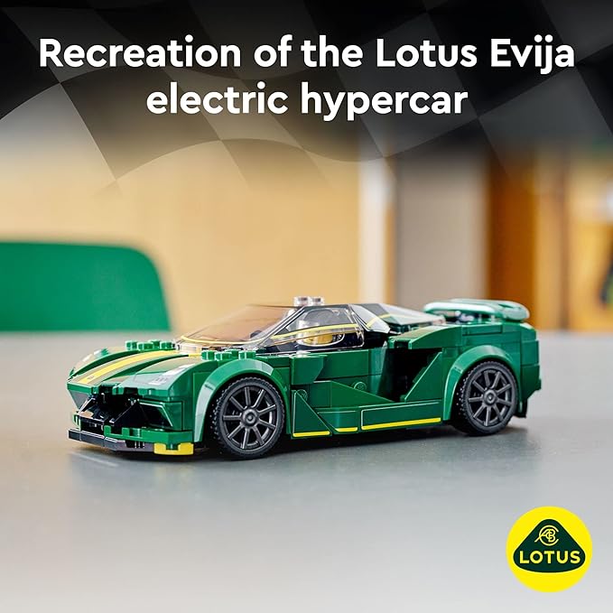 LEGO Speed Champions Lotus Evija 76907 Race Car Toy Model for Kids Collectible Set with Racing Driver Minifigure