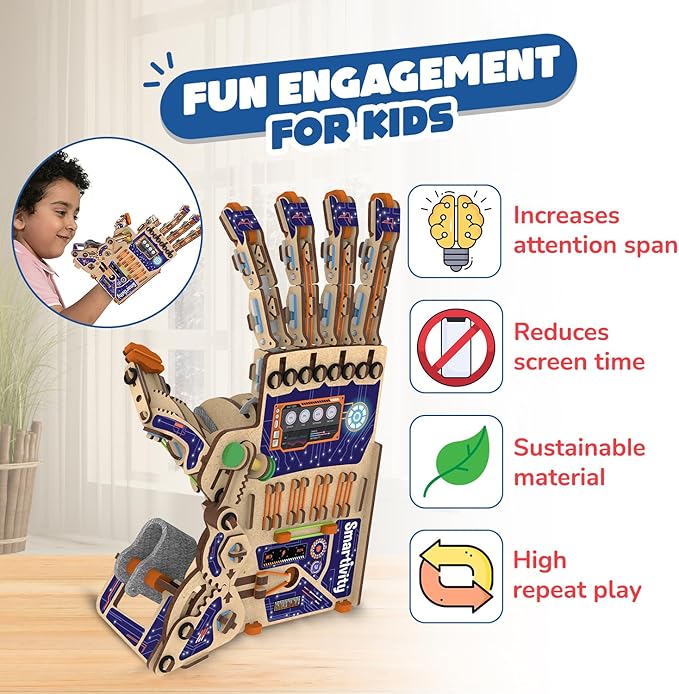 Smartivity DIY Robotic Mechanical Hand STEM Toy for Kids 8-14 Years Old | Parents Choice Award Winner I Birthday Gift for Kids | Engineering Kit for 8 9 10 11 12 13 14 Years Old Boys &amp Girls