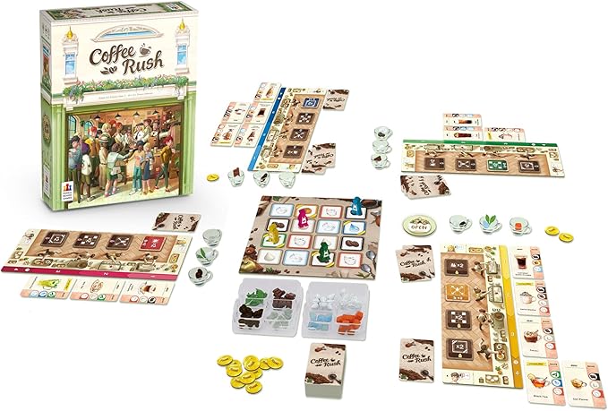 Coffee Rush Board Game - Brew Up Success in a Quick Addictive and Fun Coffee Adventure! Strategy Game for Kids &amp Adults Ages 8+ 2-4 Players 30 Minute Playtime