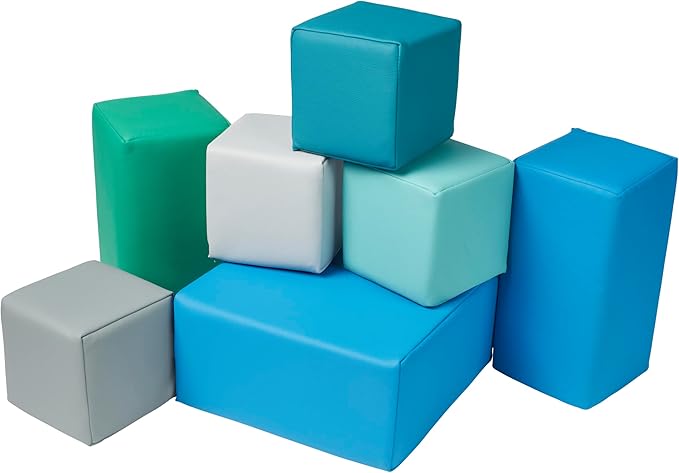 EarlyBuilder Foam Stacking Block Set Small Soft Play Contemporary 7-Piece