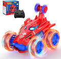 Remote Control Car RC Cars ToysCool Rechargeable Stunt RC Car with 360 Flips 4WD Wheel With Bright lightFun Outdoor Toys Gifts for Kids Birthday or Chritmas 4-6 6-8 8-12 Years Old (Blue-Red)