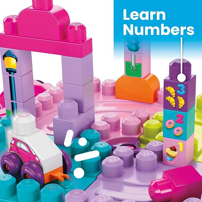 MEGA BLOKS First Builders Toddler Blocks Toy Build ‘n Learn Portable Activity Table with 30 Pieces and Built-In Storage Pink Kids Ages 1+ Years (Amazon Exclusive)