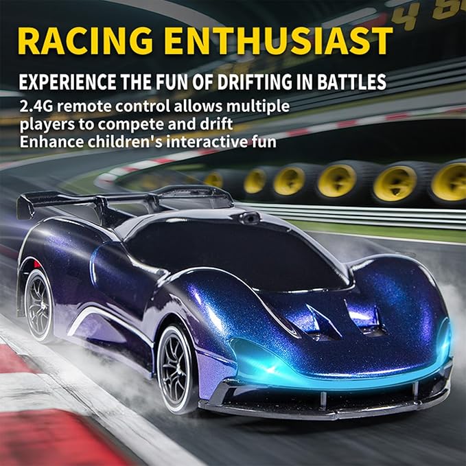 1:20 Scale Remote Control Drift Car 4WD 2.4GHz Racing Sport Toy RC Car with LED Lights Racing and Drift Wheels (Orange)