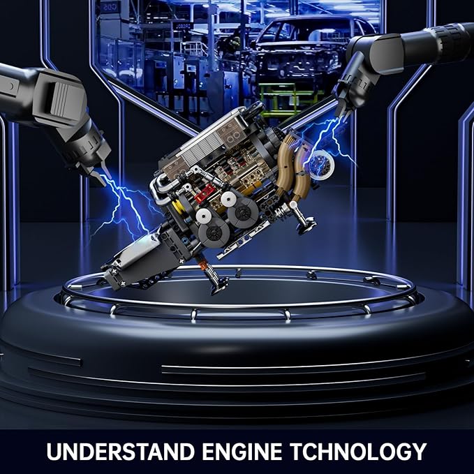 Mould King W16 Engine Kits That Runs Build Your Own Twin V8 Engine Visible Car Motor Blocks Set Physical Science Experiment Models for Teens Best STEM Toy Gifts for 14+ and Adult 10131 (952 Pcs)