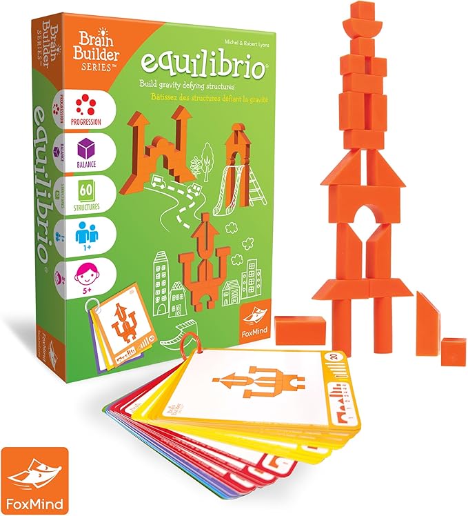 FoxMind Games: Equilibrio Spatial Logic and Dexterity Game Build Gravity Defying Structures 60 Smart Puzzles to Work Through 6 Levels of Complexity Develops STEM Skills 1+ Players for Ages 5+