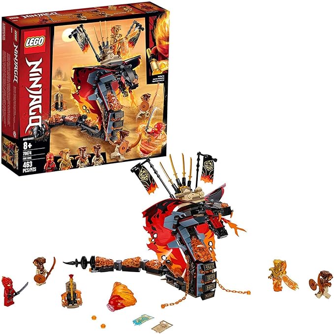 LEGO NINJAGO Fire Fang 70674 Snake Action Toy Building Set with Stud Shooters and Ninja Minifigures Characters Perfect for Group Play (463 Pieces)