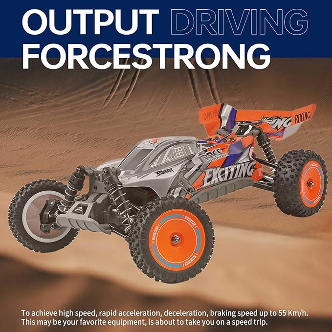 GoolRC WLtoys 124010 RC Cars for Adults 1:12 Scale Remote Control Car 4WD 55KM/H High Speed RC Racing Car 2.4GHz All Terrains Off Road RC Buggy Trucks with 2 Batteries (Black)