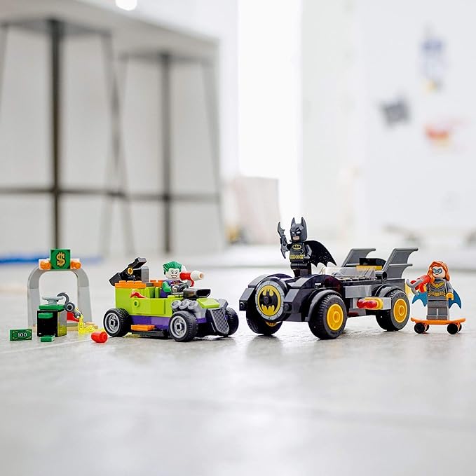 LEGO DC Batman: Batman vs. The Joker: Batmobile Chase Building Toy Includes Batman Batgirl and The Joker Minifigures Plus Buildable Batmobile and Hot Rod New 2021 (136 Pieces) Multi Color