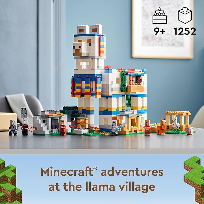 LEGO Minecraft The Llama Village Farm House Toy Building Set 21188 Minecraft Gift Idea for Kids Boys Girls Age 9+ Years Old Create a Minecraft Village with 6 Customizable Buildings and Minifigures