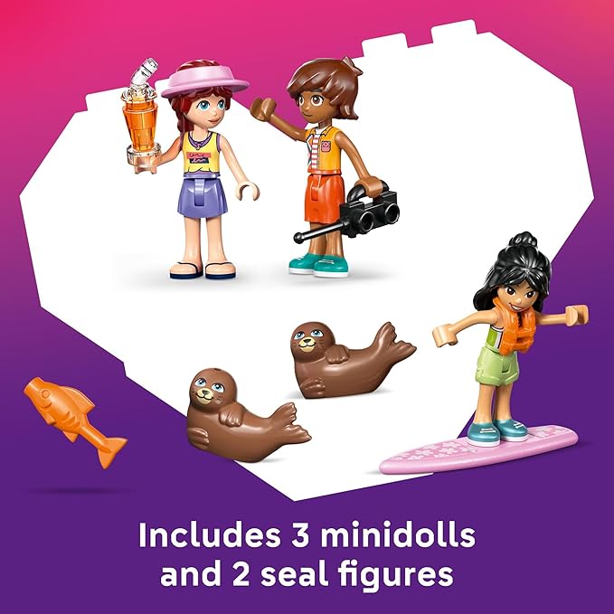LEGO Friends Beach House with Seals Building Toy for Girls &amp Boys - Pretend Play Set for Kids Ages 7+ - W/3 Minidolls 2 Toy Animals &amp Accessories - Gift Idea for Birthdays - 42699