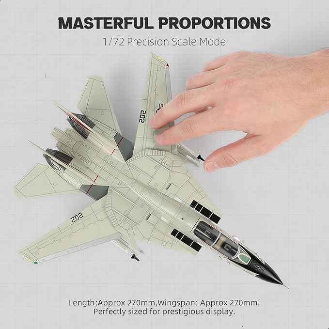 F-14A Tomcat 1/72 Metal Airplane Model Kits with Stand VFA-31 Tomcatters DieCast Alloy Fighter Model Jet Replica Pre-Build Military Aircraft Collection for Display or Gift