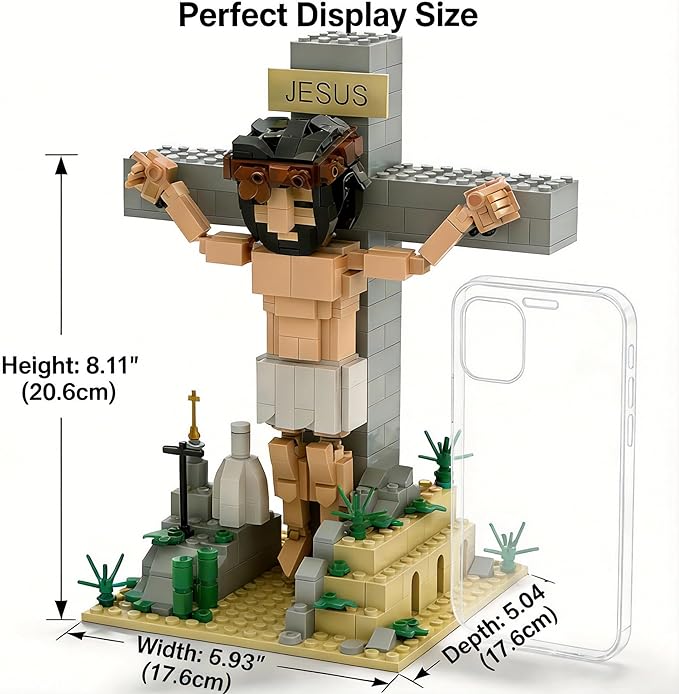 Jesus Building Blocks Set - 401 Pcs Crucifixion Nativity Set for Kids &amp Adults - Religious Easter Gifts Bible Stories Sunday School Educational Toy Inspiring Christian Home Decor Display