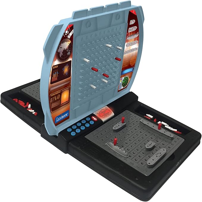 Talking Sea Battle (French English Spanish Portuguese) Electronic Board Game 1 or 2 Players Interactive Light and Sound Effects Strategy batteriy Operated Grey/Black GT2800i1