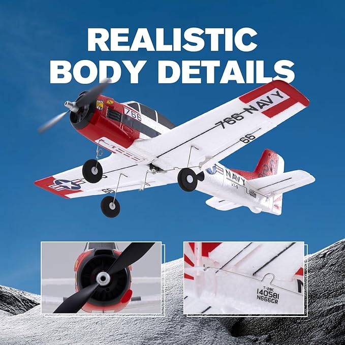 Fms 410mm T-28 RC Plane for Beginners – Easy to Fly with 3 Flight Modes and One-Key Return Durable EPP Foam and Prop Guard Ready to Fly RTF Remote Control Aircraft for Adults