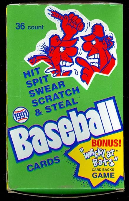 1991 Confex Hit Spit Swear Baseball Fun Stuff Wax Pack Box Wacky At Bats ~ Set