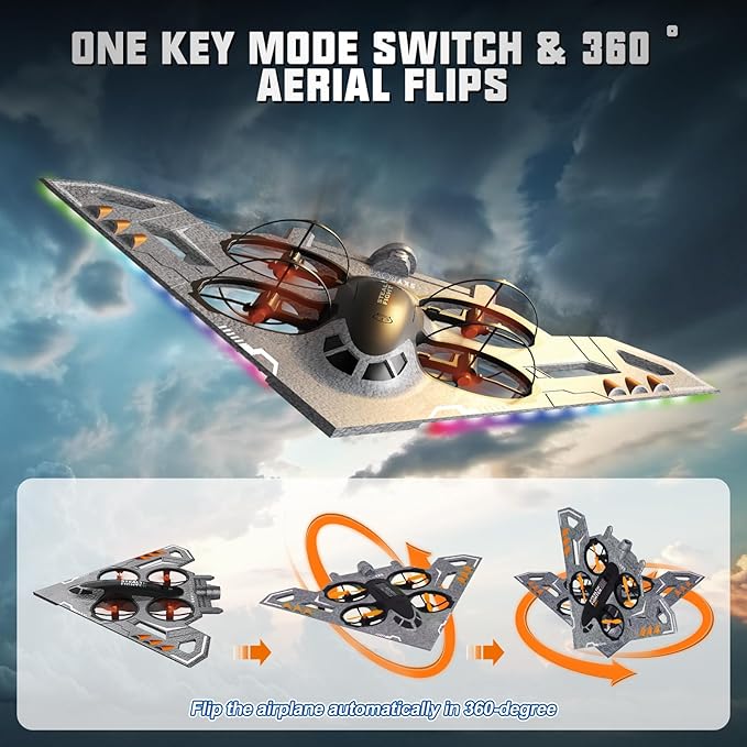 A ALPHA 3-in-1 RC Jet Plane Remote Control Airplane – Air Land &amp Water RC Airplane Fighter Jet Drone Toy for Kids &amp Adults