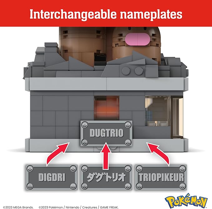 MEGA Pokémon Building Toys Set Mini Motion Dugtrio with 350 Pieces Pop Up Motion 5 Inches Tall for Adult Collectors