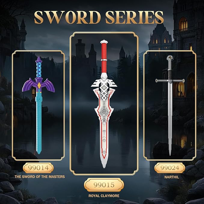 Reobrix Sword Building Sets for Adults Cool Royal Claymore 99015 Collectible Build and Display Model Anime-Style Cosplay Toy Sword Home Office Decor Gifts for Classic Game Fans Boys 14+ (981 PCS)
