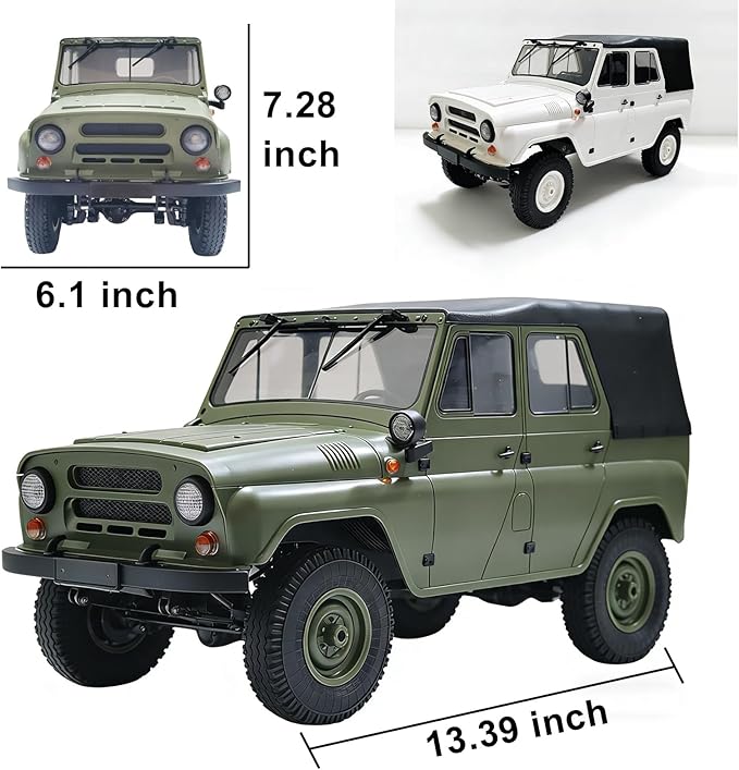 YUCT WPL C94 RC Crawler - 4x4 1/12 Military RC Truck 2.4GhZ Off-Road Vehicle with Two Batteries &amp Metal Drive Shaft (Green)