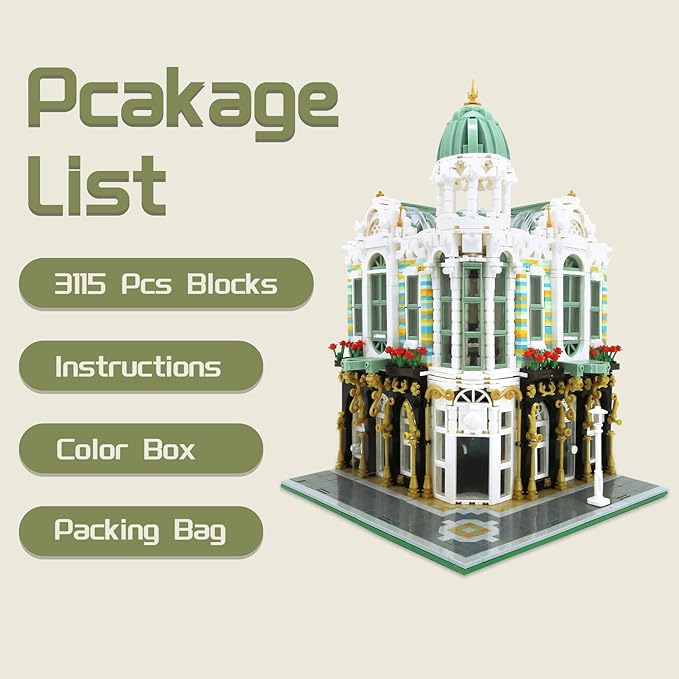 ZenithFlow Street View Building Blocks Kit Gem Store Mini Blocks Construction Toys European Architecture Model House Store Building Set Idea Gifts Home Decoration Collection for Adults 3115 PCS