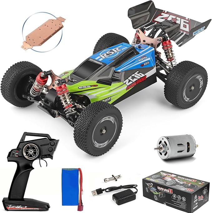 GoolRC WLtoys 144001 RC Car 4WD 2.4GHz 60km/h High Speed Remote Control Car Off-Road RC Trucks 1:14 Scale RC Buggy with RTR Aluminum Alloy Chassis 550 Motor Gifts for Adults
