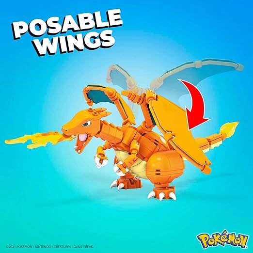 MEGA Pokémon Action Figure Building Toys for Kids Charmander Evolution Set with 313 Pieces 3 Poseable Characters Charmeleon and Charizard